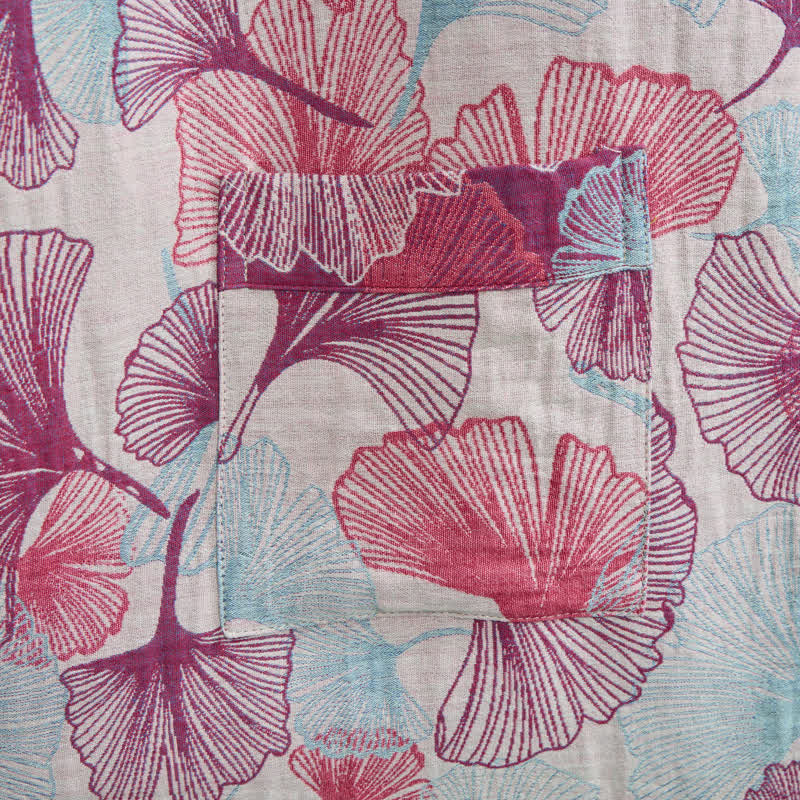 Ownkoti Artistic Ginkgo Leaf Kimono Loungewear Robe - image 13