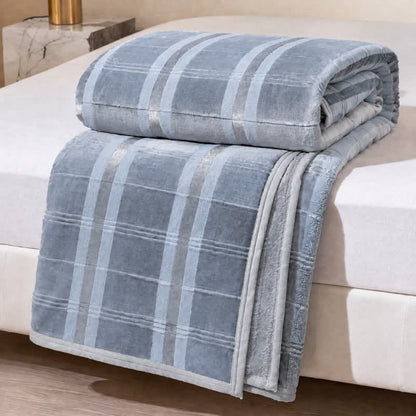 Ownkoti Soft Striped Plaid Fleece Blanket - Blue - Blanket - 79" x 91" - image 20