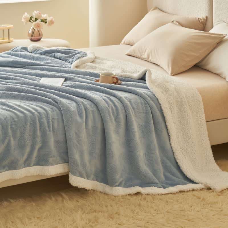 Ownkoti Elegant Flower Embossed Fleece Blanket - image 2