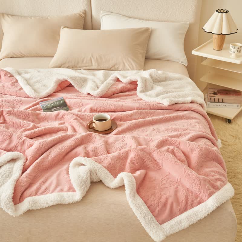 Ownkoti Elegant Flower Embossed Fleece Blanket - image 37
