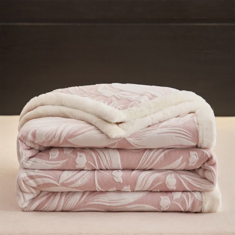 Ownkoti Pink Embossed Tulip Sherpa Fleece Blanket - image 11