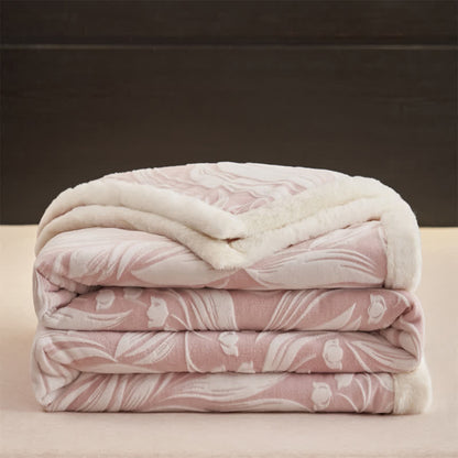 Ownkoti Pink Embossed Tulip Sherpa Fleece Blanket - image 11