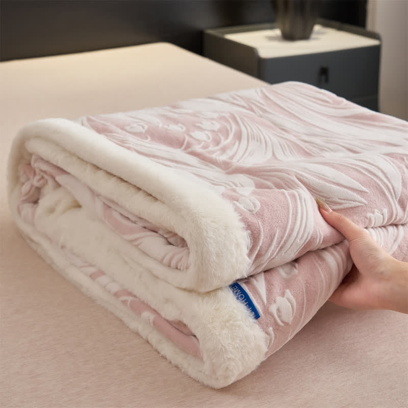 Ownkoti Pink Embossed Tulip Sherpa Fleece Blanket - image 5