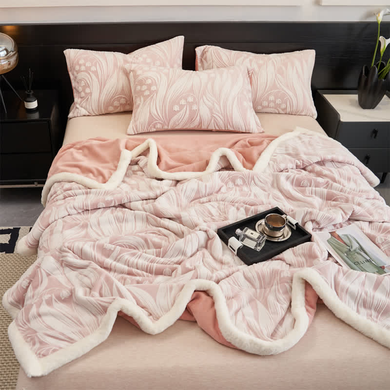 Ownkoti Pink Embossed Tulip Sherpa Fleece Blanket - image 2