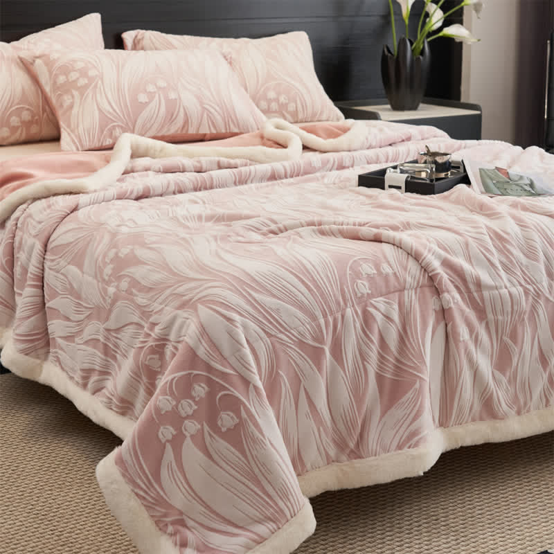 Ownkoti Pink Embossed Tulip Sherpa Fleece Blanket - image 4