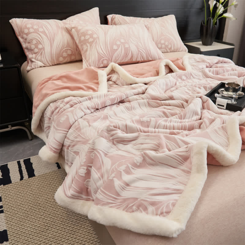 Ownkoti Pink Embossed Tulip Sherpa Fleece Blanket - image 3