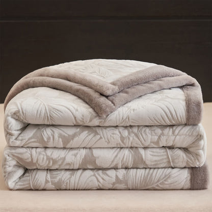 Ownkoti Embossed Tropical Leaf Sherpa Blanket - image 8