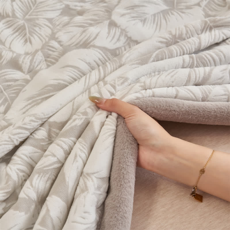 Ownkoti Embossed Tropical Leaf Sherpa Blanket - image 10