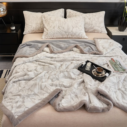 Ownkoti Embossed Tropical Leaf Sherpa Blanket - image 4