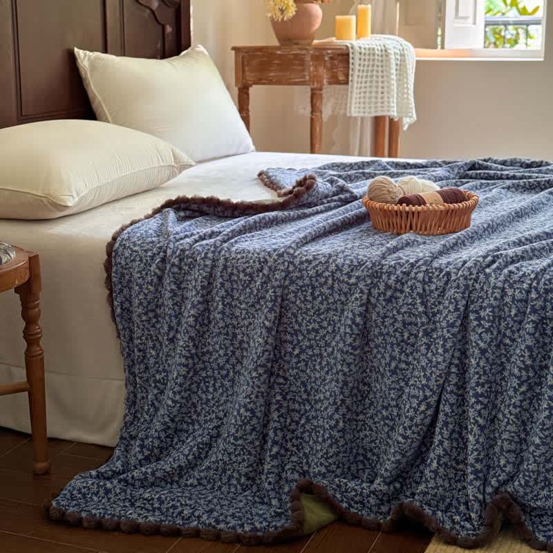Ownkoti Countryside Ditsy Floral Decorative Throw Blanket - Blue - 59" x 79" - image 0
