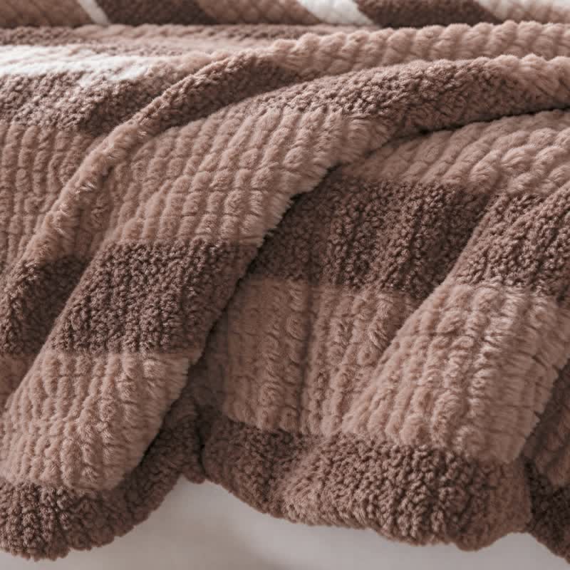 Ownkoti Neutral Color Block Stripe Sherpa Blanket - image 11