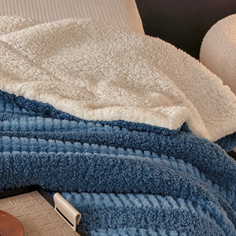 Ownkoti Neutral Color Block Stripe Sherpa Blanket - image 15