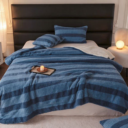 Ownkoti Neutral Color Block Stripe Sherpa Blanket - image 13