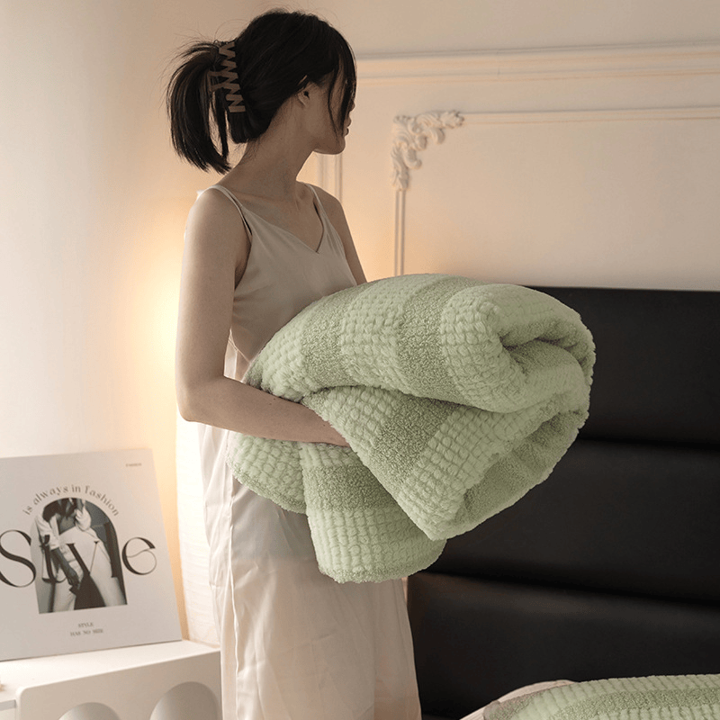 Ownkoti Neutral Color Block Stripe Sherpa Blanket - image 19