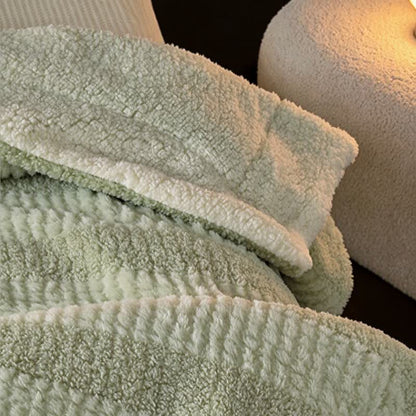 Ownkoti Neutral Color Block Stripe Sherpa Blanket - image 20