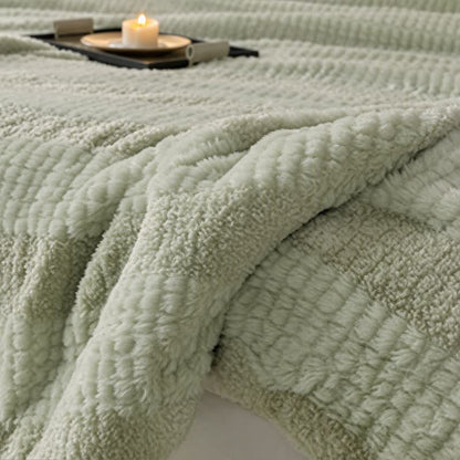 Ownkoti Neutral Color Block Stripe Sherpa Blanket - image 21