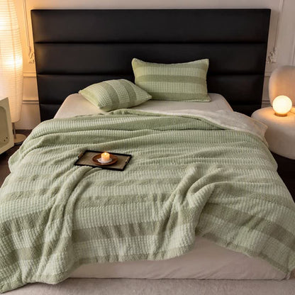 Ownkoti Neutral Color Block Stripe Sherpa Blanket - image 18