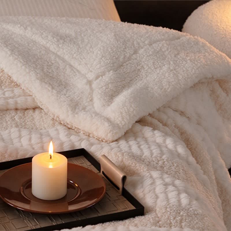 Ownkoti Neutral Color Block Stripe Sherpa Blanket - image 25