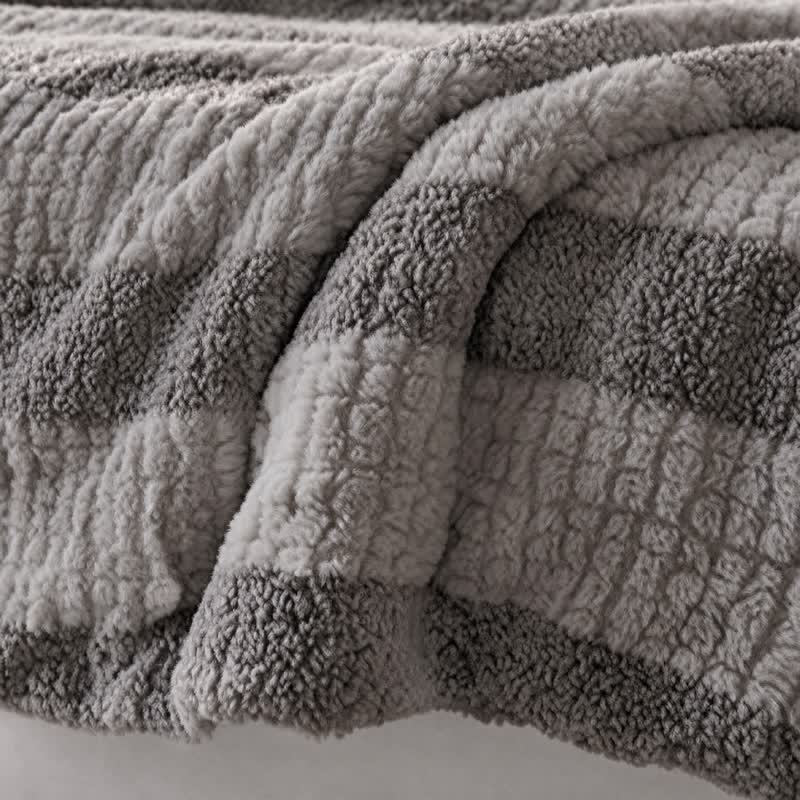 Ownkoti Neutral Color Block Stripe Sherpa Blanket - image 31