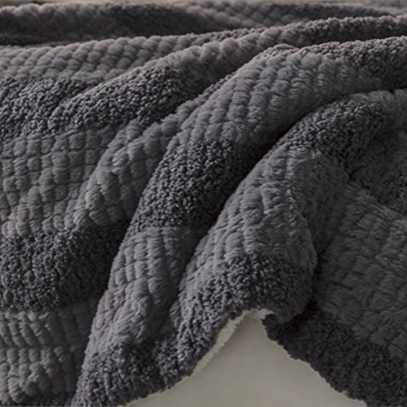 Ownkoti Neutral Color Block Stripe Sherpa Blanket - image 36