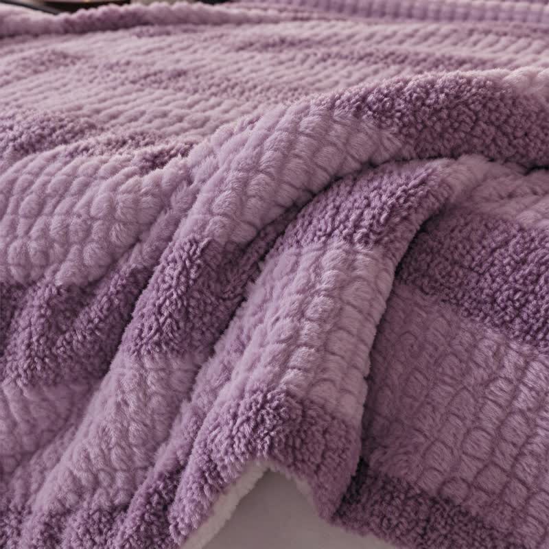 Ownkoti Neutral Color Block Stripe Sherpa Blanket - image 41
