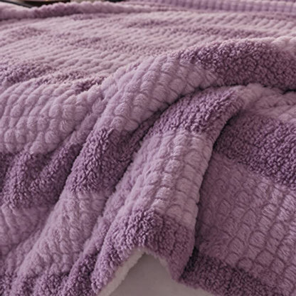 Ownkoti Neutral Color Block Stripe Sherpa Blanket - image 41