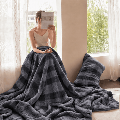 Ownkoti Neutral Color Block Stripe Sherpa Blanket - Dark Gray - Blanket - 79" x 90" - image 32