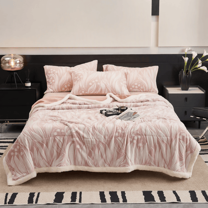 Ownkoti Pink Embossed Tulip Sherpa Fleece Blanket - Blanket - 79" x 91" - image 0