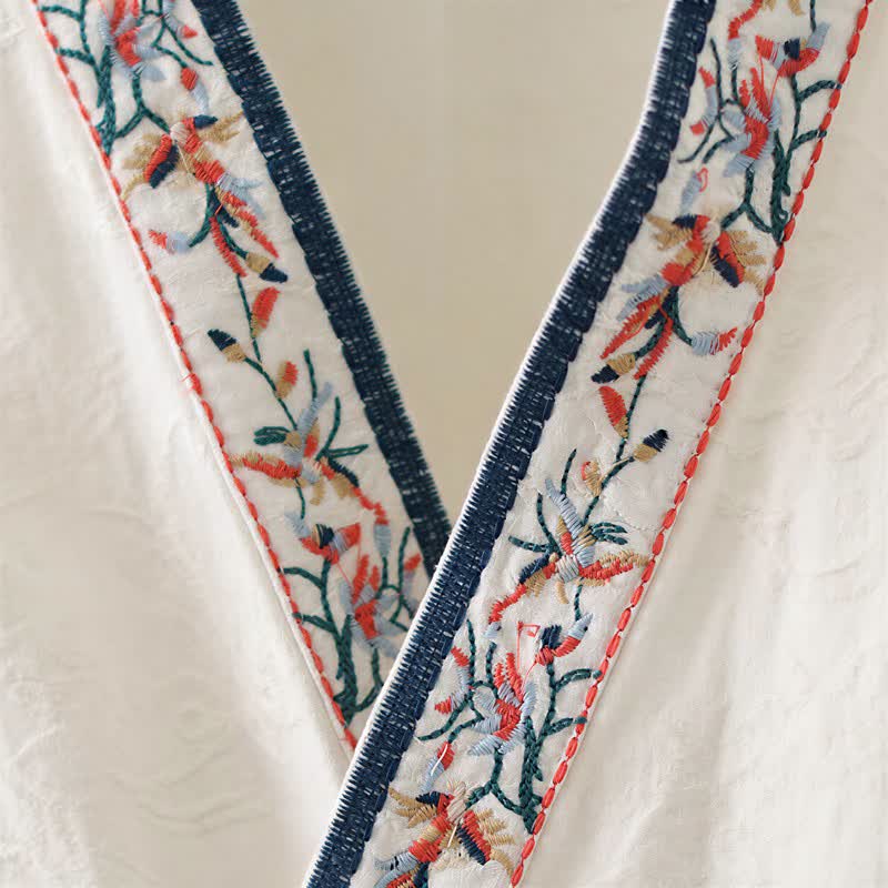 Ownkoti Vintage Cotton Linen Frog Button Lounge Top - image 27