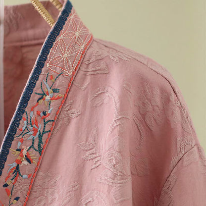 Ownkoti Vintage Cotton Linen Frog Button Lounge Top - image 4