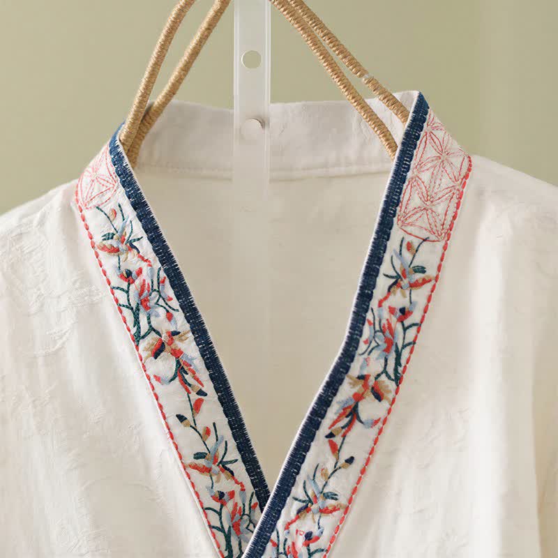 Ownkoti Vintage Cotton Linen Frog Button Lounge Top - image 22