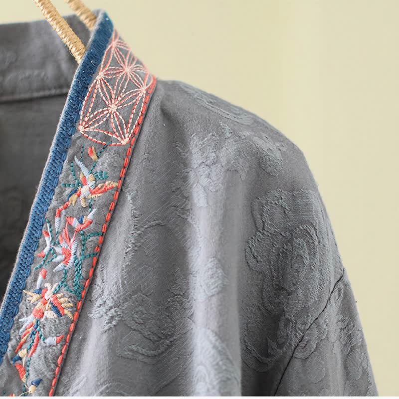 Ownkoti Vintage Cotton Linen Frog Button Lounge Top - image 21