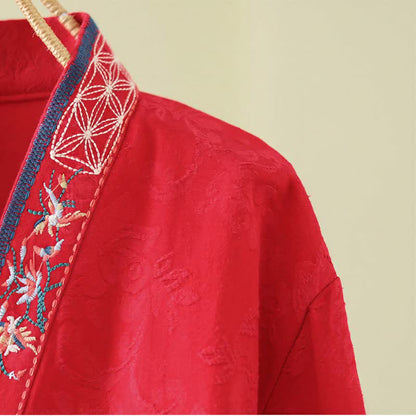 Ownkoti Vintage Cotton Linen Frog Button Lounge Top - image 12