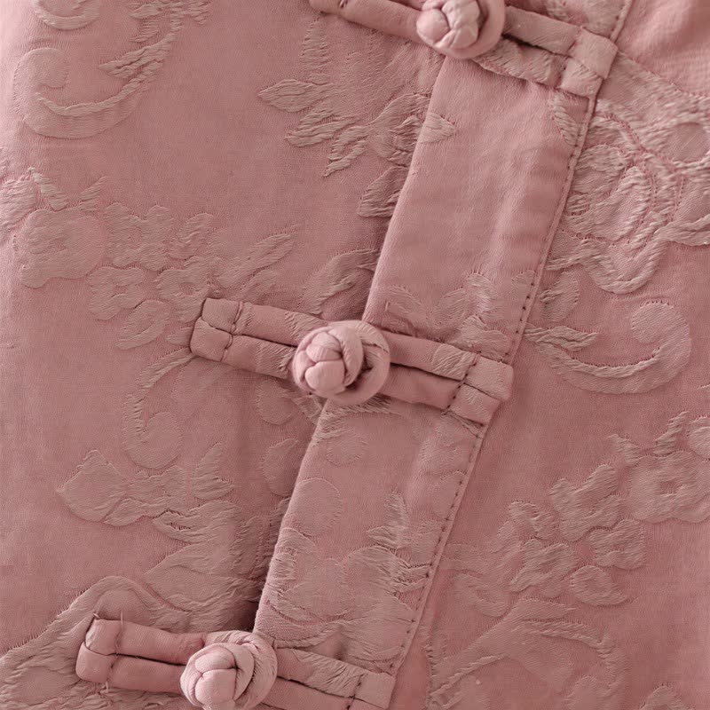 Ownkoti Vintage Cotton Linen Frog Button Lounge Top - image 5