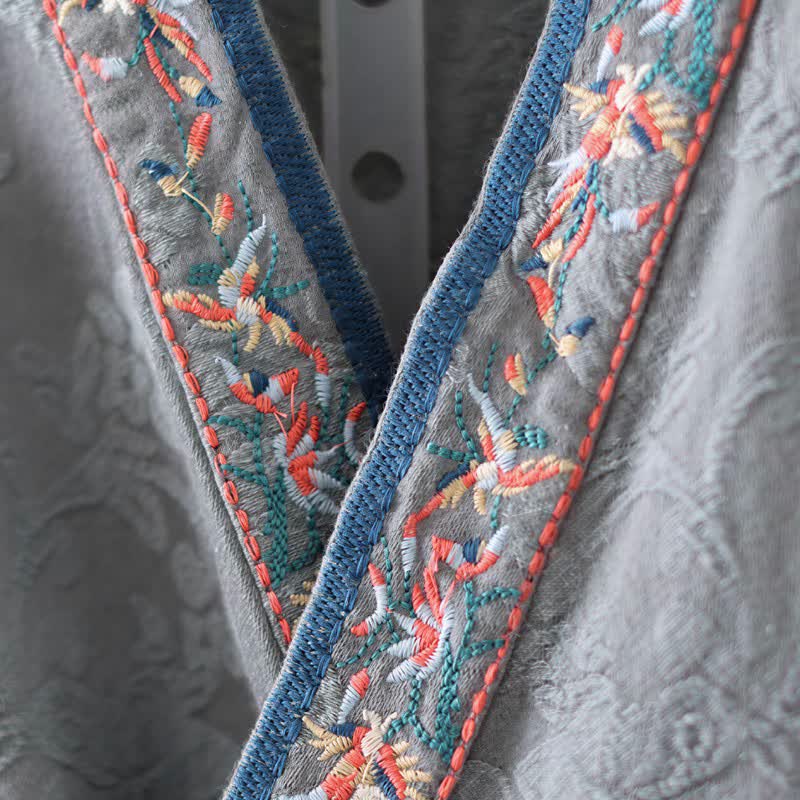 Ownkoti Vintage Cotton Linen Frog Button Lounge Top - image 17