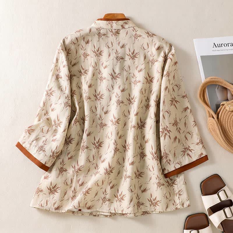 Ownkoti Floral Cross Wrap Casual Lounge Shirt - image 1