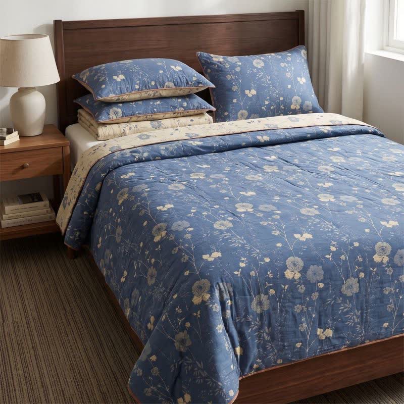 Ownkoti Reversible Blue Floral Cottage Quilt - image 18