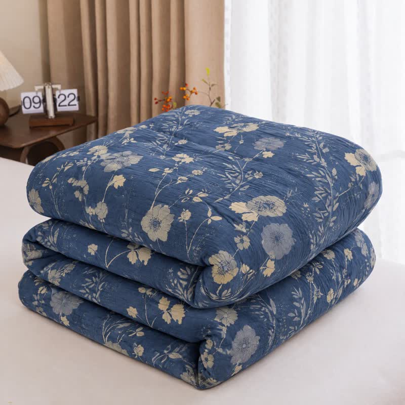 Ownkoti Reversible Blue Floral Cottage Quilt - Blue - King - Spring & Autumn Quilt - image 16