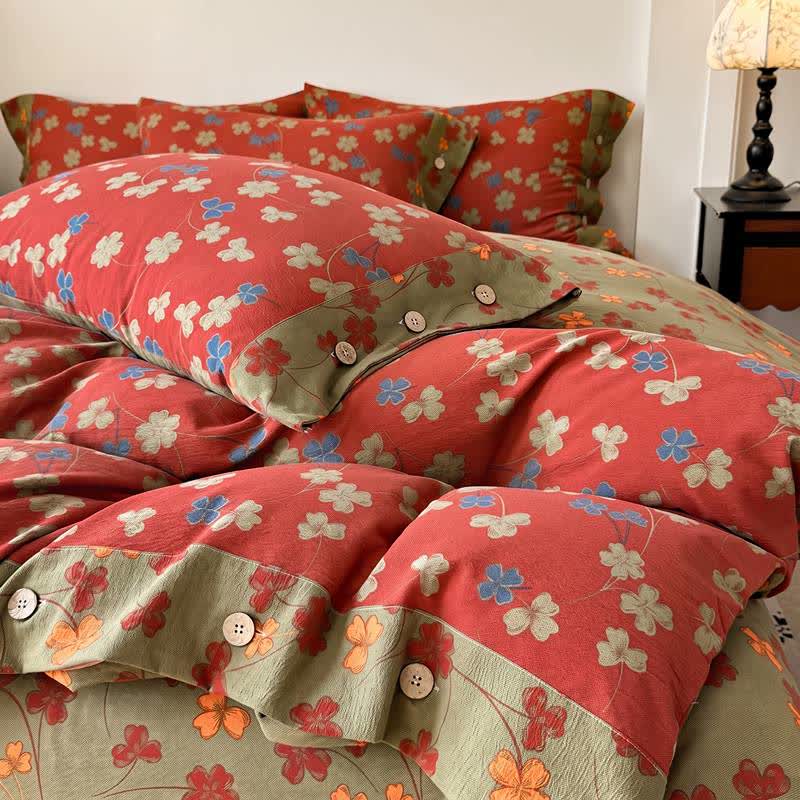 Ownkoti Vintage Floral Cotton Linen Bedding Set - image 3