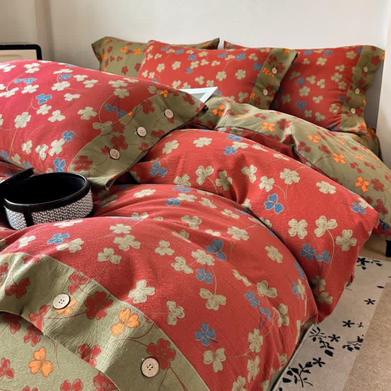 Ownkoti Vintage Floral Cotton Linen Bedding Set - image 2