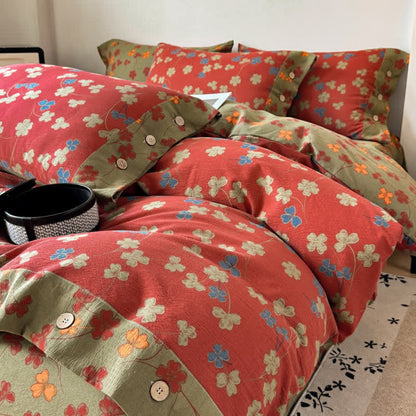 Ownkoti Vintage Floral Cotton Linen Bedding Set - image 2