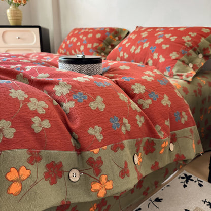 Ownkoti Vintage Floral Cotton Linen Bedding Set - King - image 0
