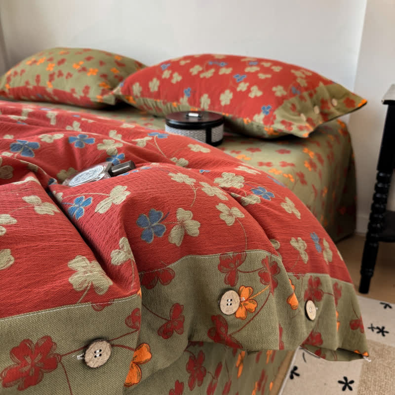 Ownkoti Vintage Floral Cotton Linen Bedding Set - image 4