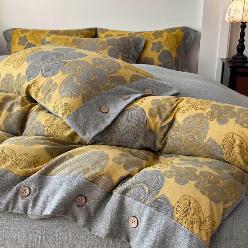 Ownkoti Cotton Linen Floral Bedding Set with Button Closure - image 2