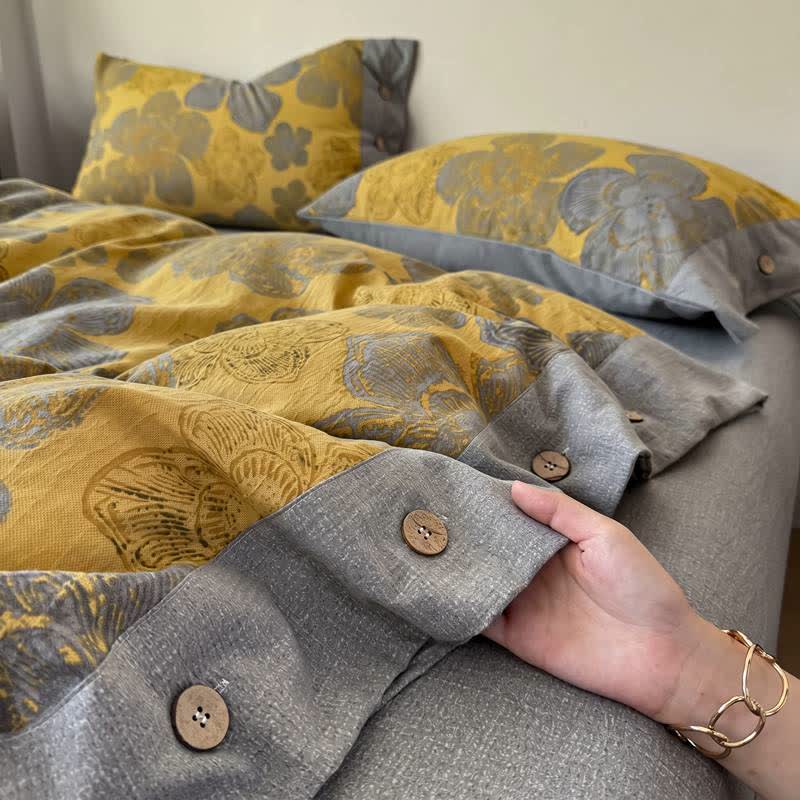 Ownkoti Cotton Linen Floral Bedding Set with Button Closure - image 3
