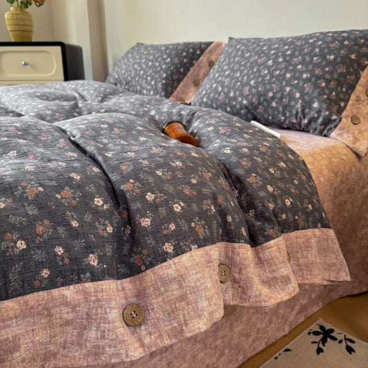 Ownkoti Cottagecore Cotton Linen 4-Piece Bedding Set - King - image 0