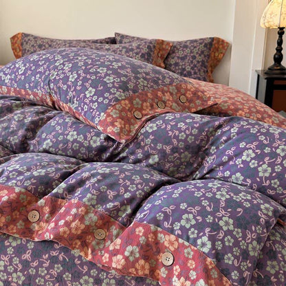 Ownkoti Cotton Linen Vintage Floral 4-Piece Bedding Set - image 2