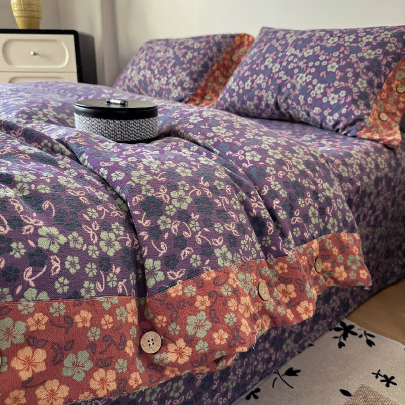 Ownkoti Cotton Linen Vintage Floral 4-Piece Bedding Set - King - image 0