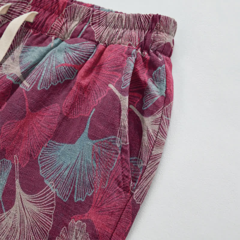 Ownkoti Relaxed Ginkgo Leaf Cotton Harem Pants - image 3