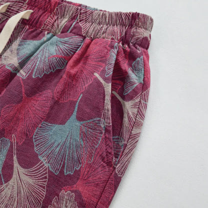 Ownkoti Relaxed Ginkgo Leaf Cotton Harem Pants - image 3